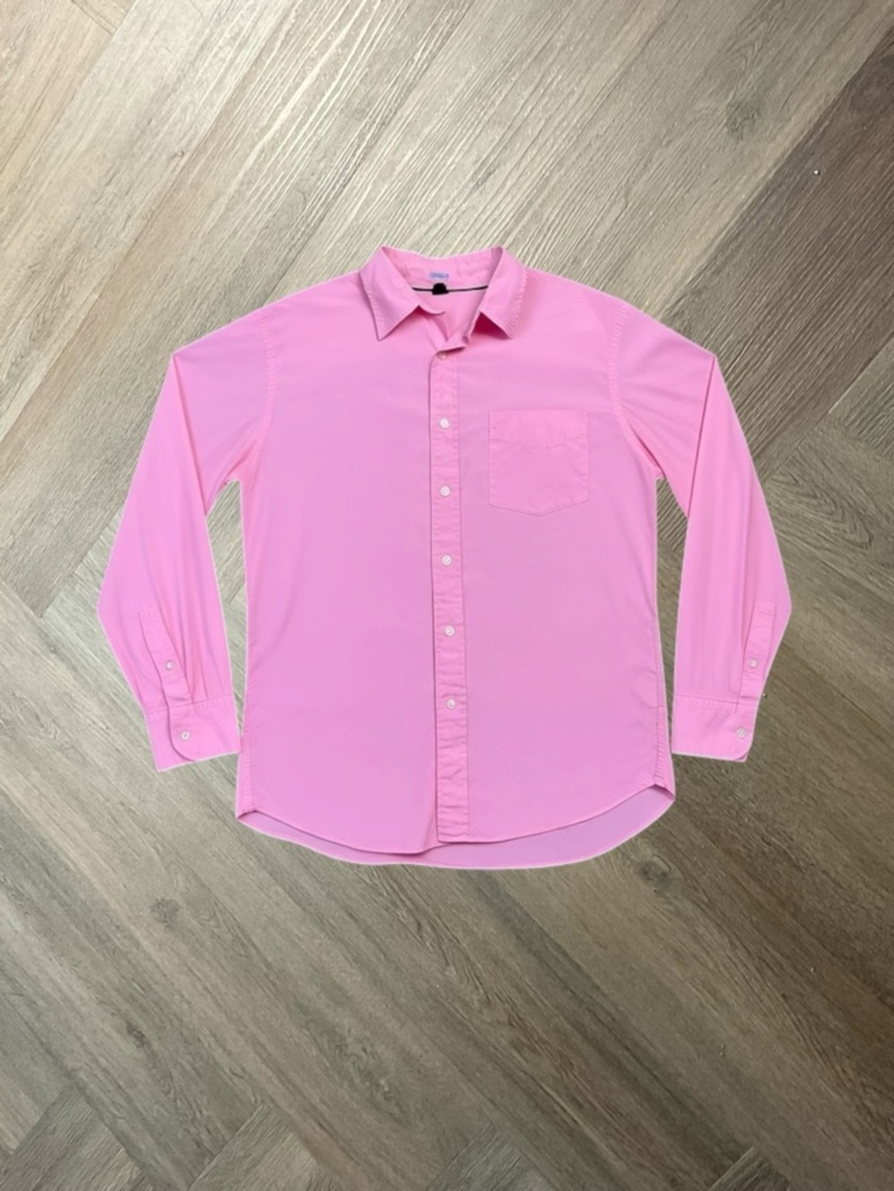 J.Crew Long Sleeve Button Down Dress‎ Shirt Mens Medium Pink Preppy Classic